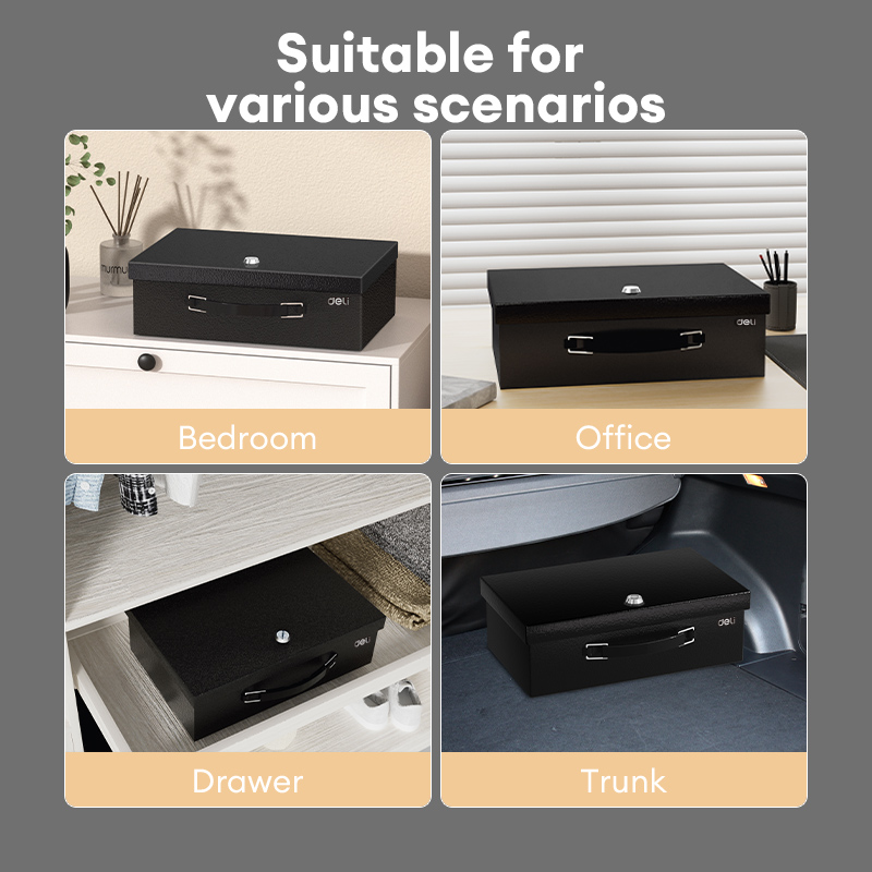 Deli Fireproof Cash Safe Box Key Piggy Bank Home Storage Portable Coin ...