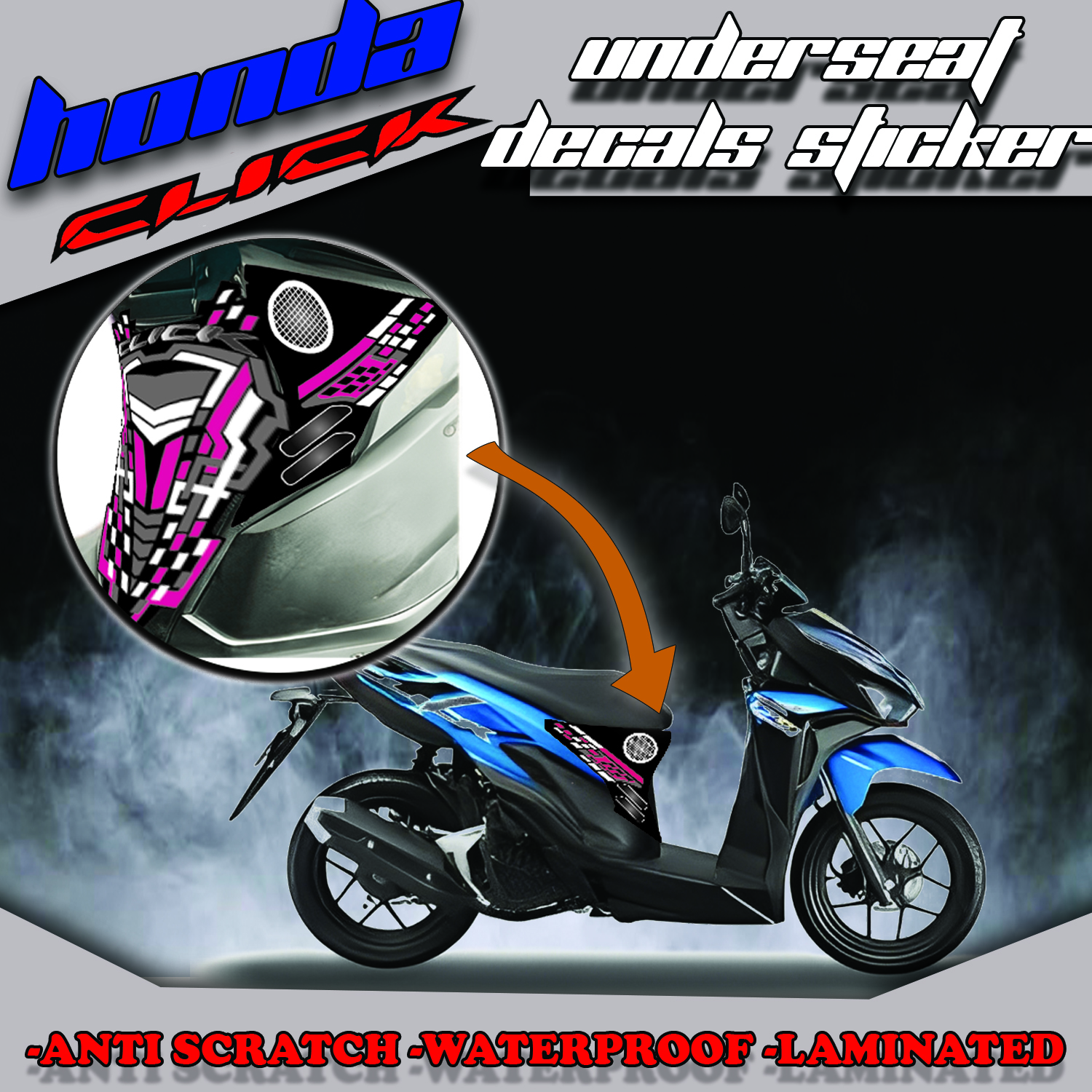 HONDA CLICK UNDERSEAT STICKER DECALS FOR VERSION 2 MOTORCYCLE/ NEW ...