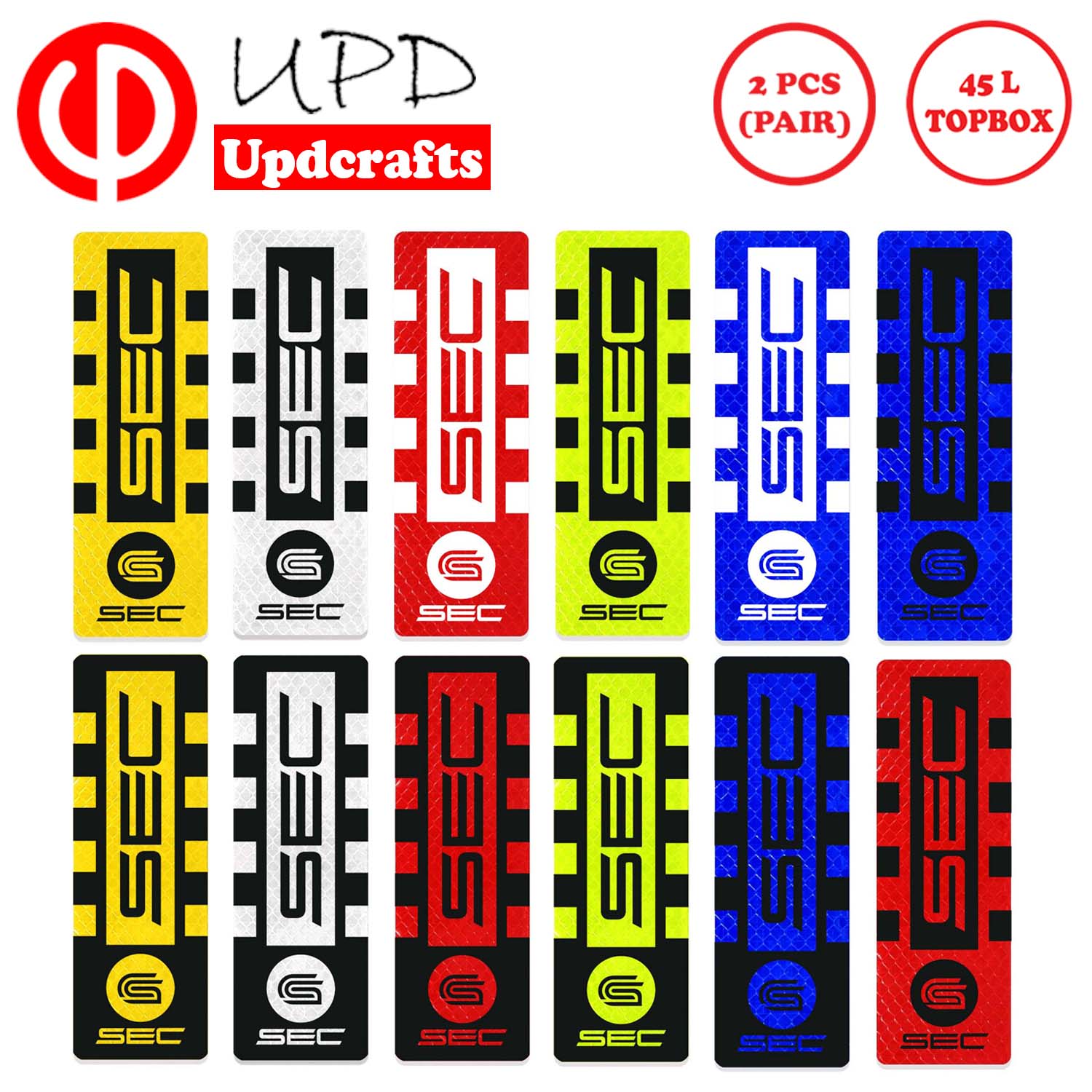 ALLOY TOP BOX REFLECTORIZED STICKERS SEC F (PAIR)NIGHT DRIVING SAFETY ...
