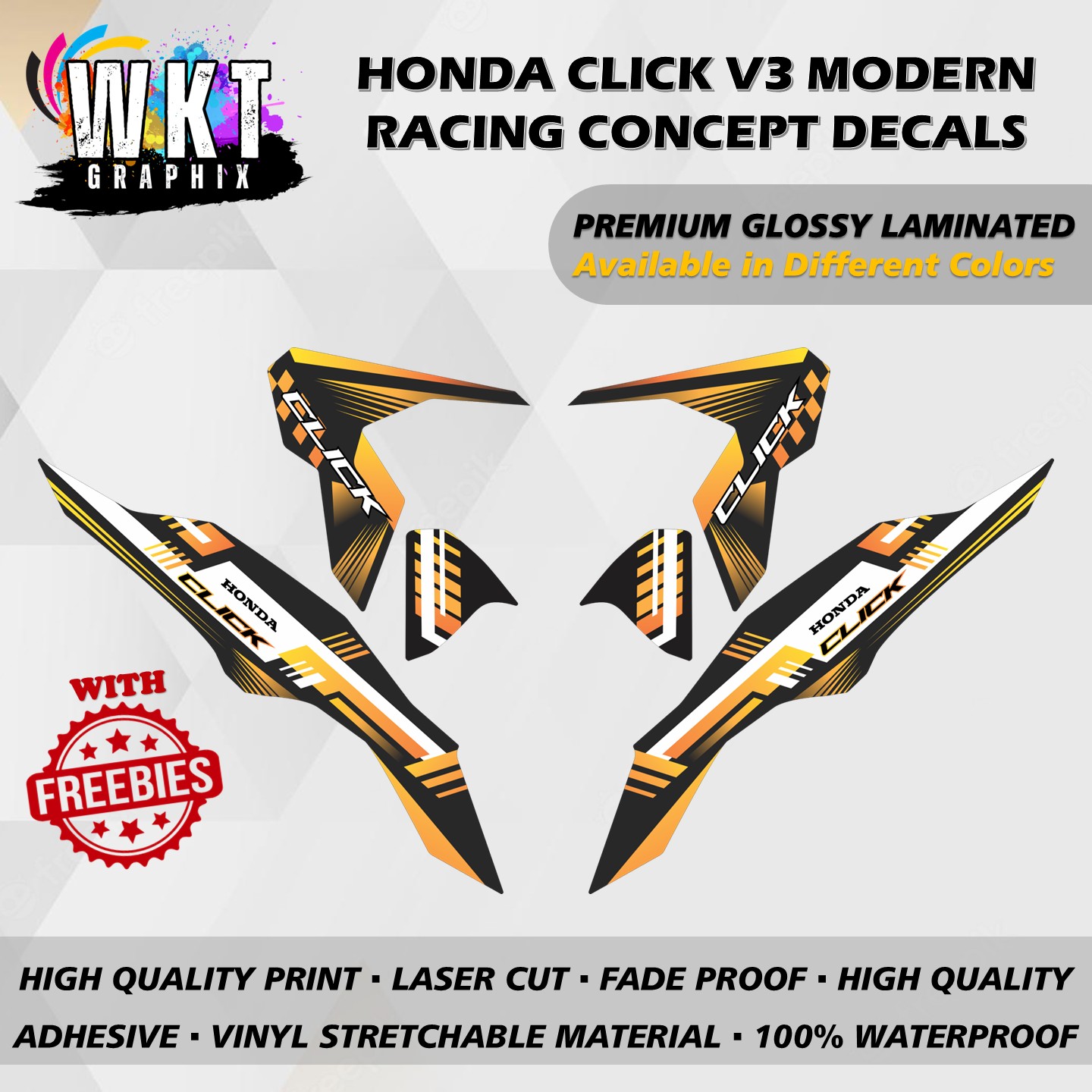 HONDA CLICK V3 MODERN RACING CONCEPT DECALS (WATERPROOF, LAMINATED ...
