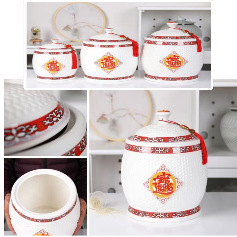 Big Ceramic jars with lid storage rice dispenser 10 kilos kitchen ...