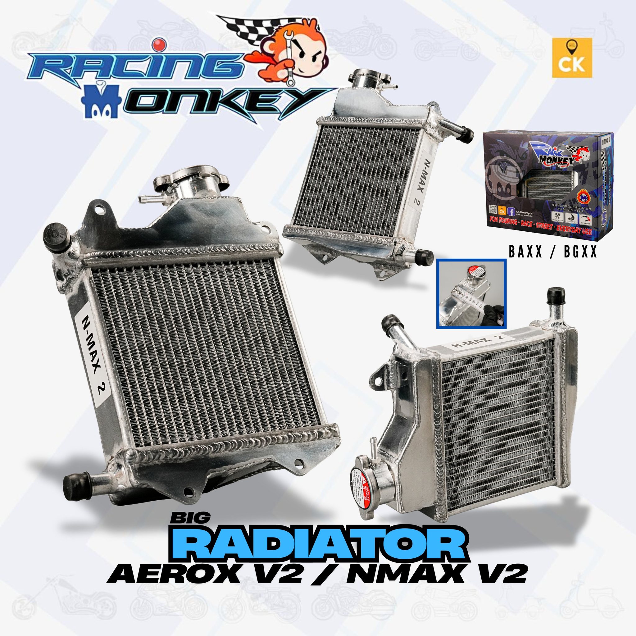 Racing Monkey Big Radiator for NMAX V1/ NMAX V2/ AEROX V2 | Shopee ...