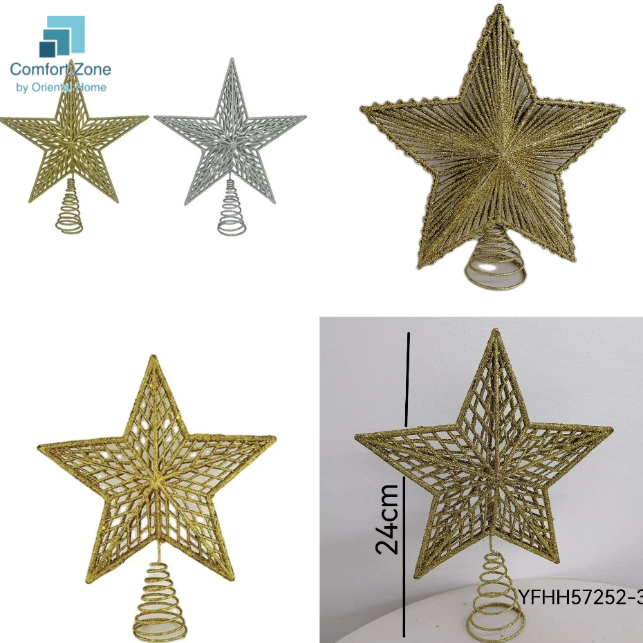 Christmas Tree Star Top Topper Home Living Christmas Decorations and  Ornaments Gold Toppers Display