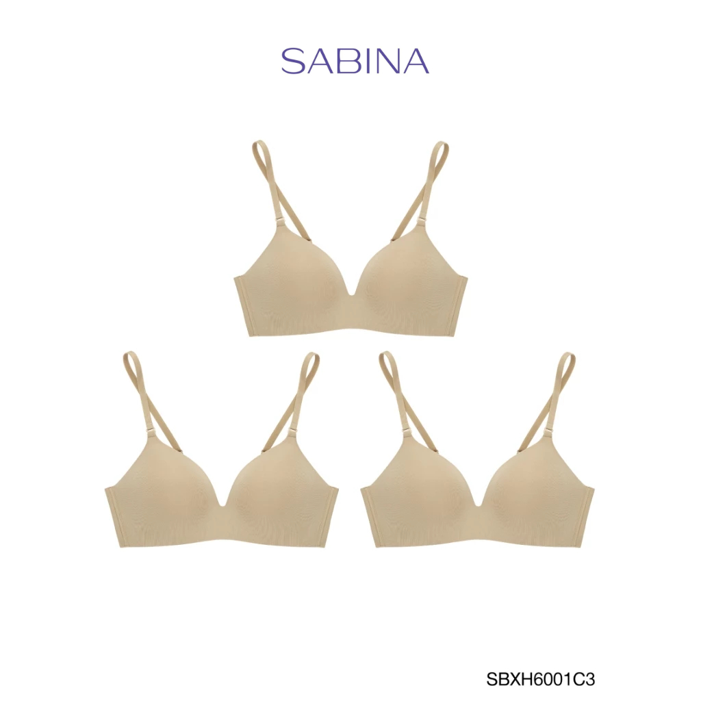 (Set 3 pcs.)Sabina Invisible Wire Bra Seamless Fit Soft Doomm ...