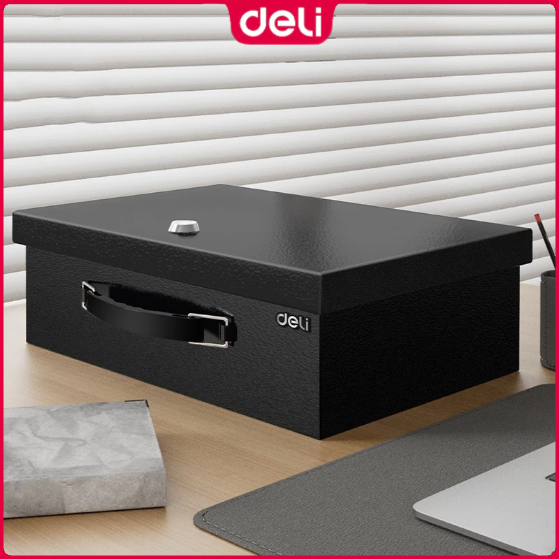 Deli Fireproof Cash Safe Box Key Piggy Bank Home Storage Portable Coin ...