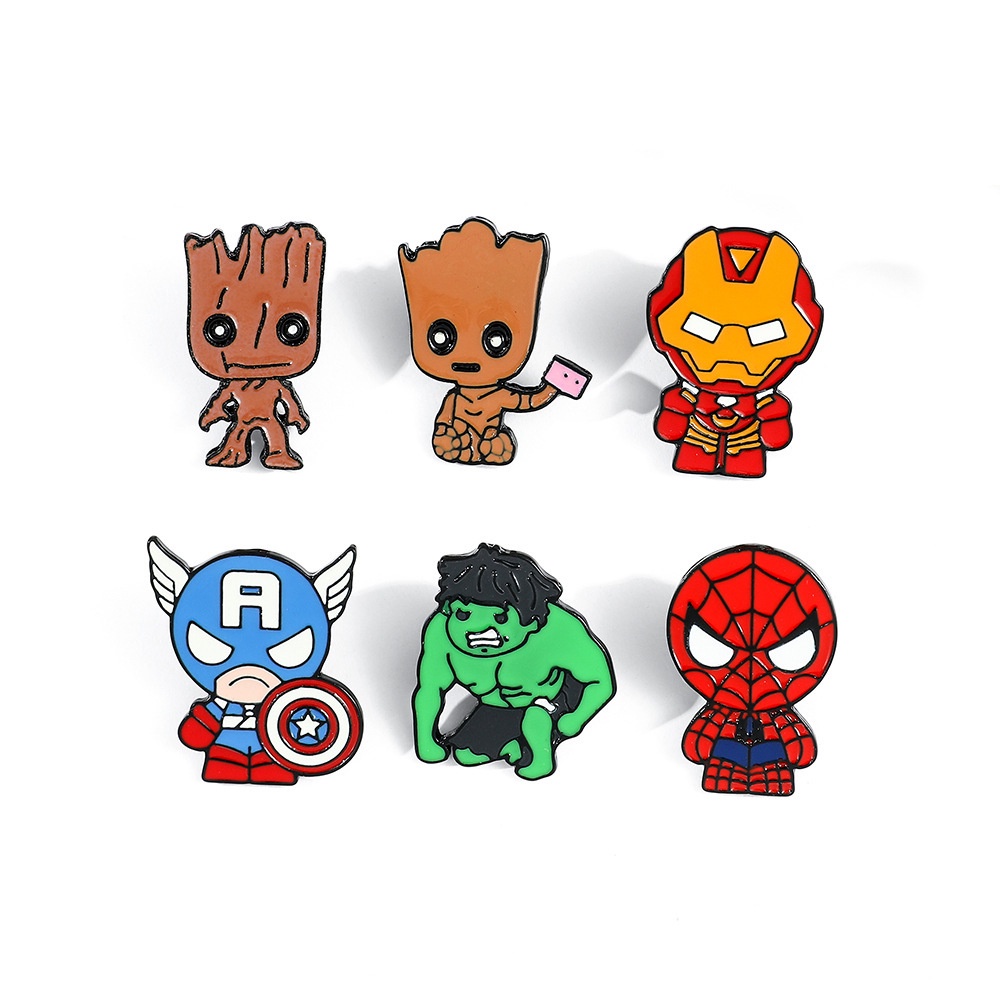 Galaxy Guard Comic Hero Merchandise Brooch Captain Groot Hulk Spiderman ...