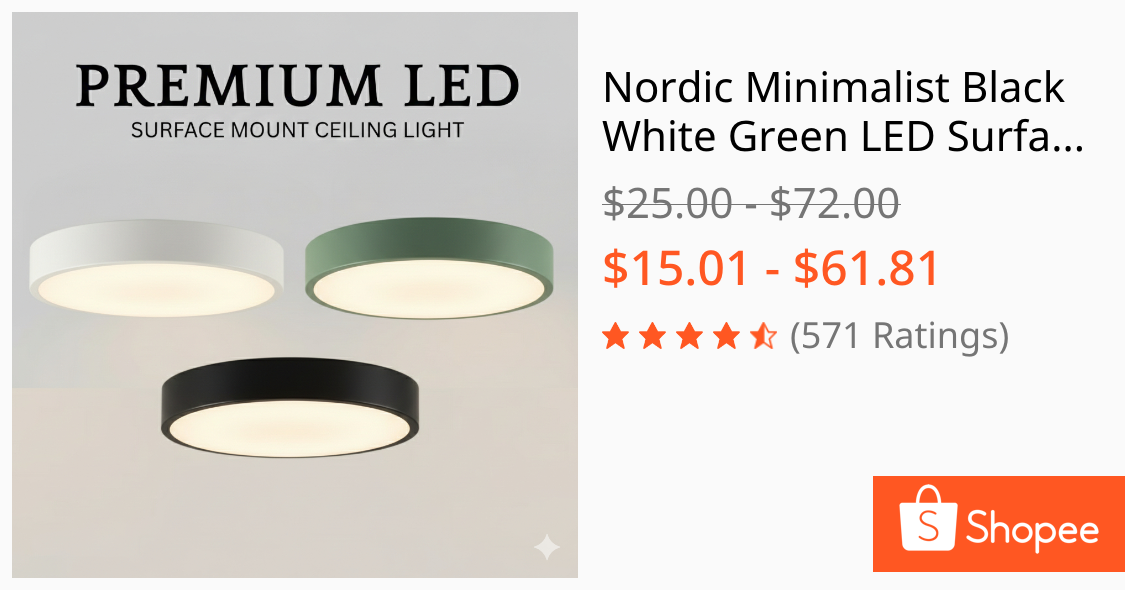 Nordic Minimalist Black White Green LED Surface Mount Ceiling Light – Modern, Energy-Efficient, Stylish TML