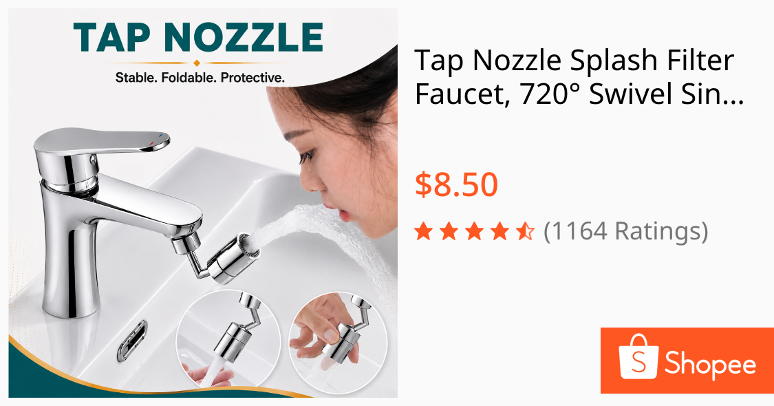 Tap Nozzle Splash Filter Faucet, 720° Swivel Sink Aerator Extender with 2 Water Outlet Modes Kitchen Toilet