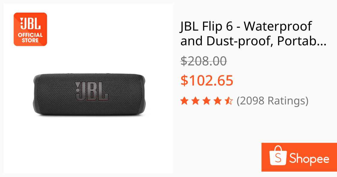 JBL Flip 6 Waterproof Portable Bluetooth Speaker