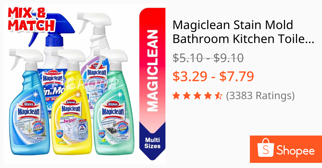 Magiclean Stain Mold Bathroom Kitchen Toilet Bleach Glass Cleaner Trigger / Refill, Assorted