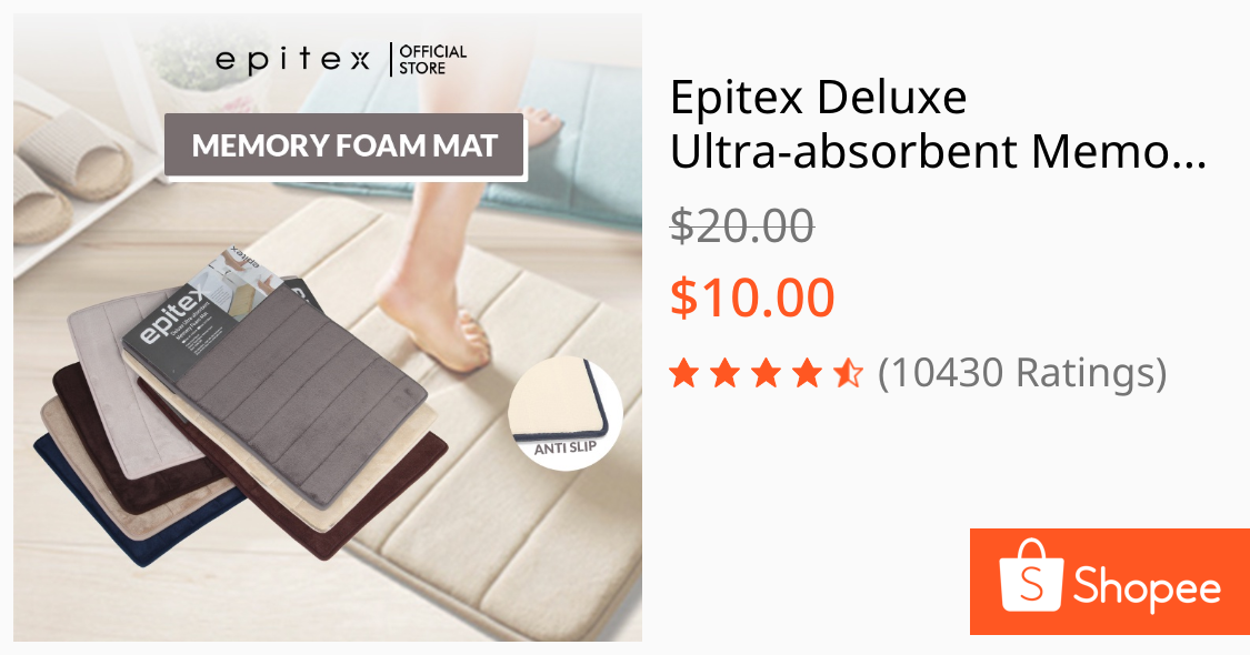 Epitex Deluxe Ultra-absorbent Memory Foam Floor Mat - Anti-Slip Bathroom door Floor Mat - Soft Memory Foam - 60 x 40cm