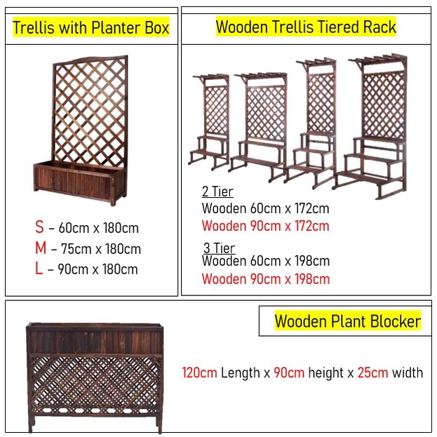 [SG SELLER] Outdoor Gardening Wooden Plant Rack Trellis Stand Water ...