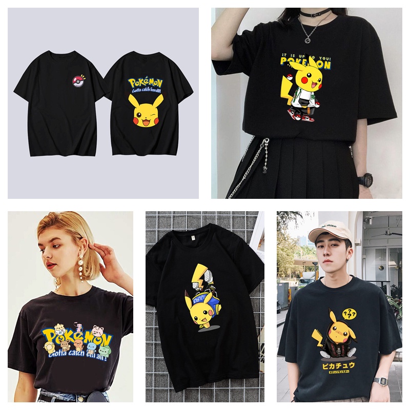 READY STOCK Anime Pikachu Tshirt Men Cute T Shirts Women Short Sleeves Shirt Fashion Oversize Couple Plus Size Unisex Tee Shopee Singapore