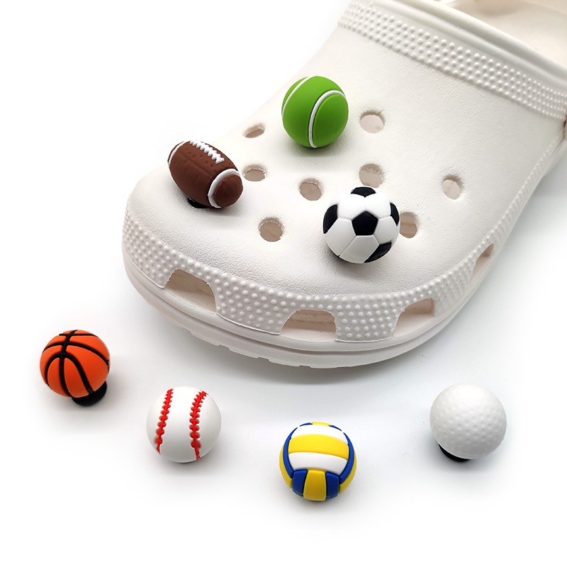 Ready Stock 3D Jibbitz Crocs Shoes Accessories Crocs Charm PVC Buckle Football Basket Volleyball Decoration