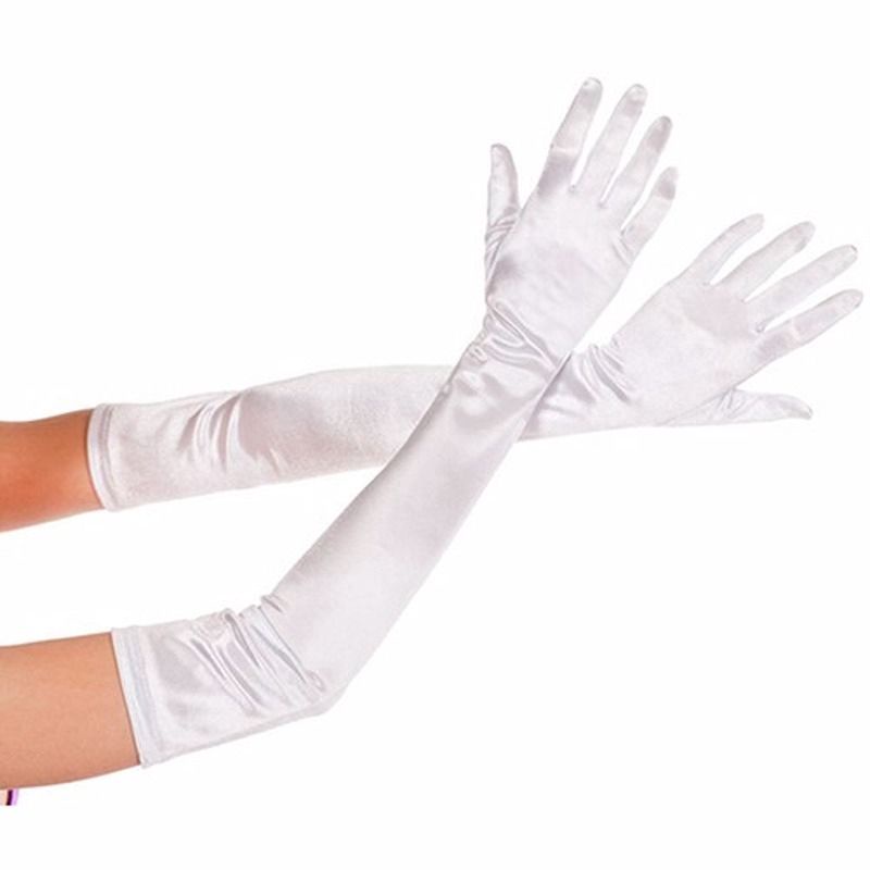 long satin gloves Hollywood royal Queen dress up wedding gloves movie star glam up party celebration hens night