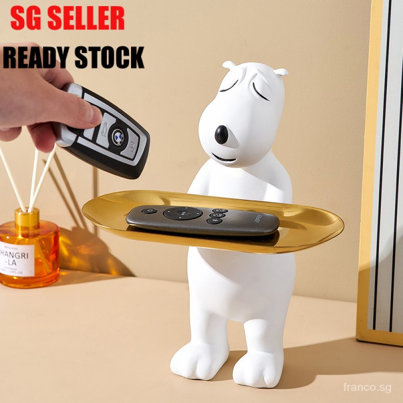 ?【Full House】Nordic Home Decor Resin Bear Storage Statues and Sculptures Table Decoration Tray for Decoration Figurines