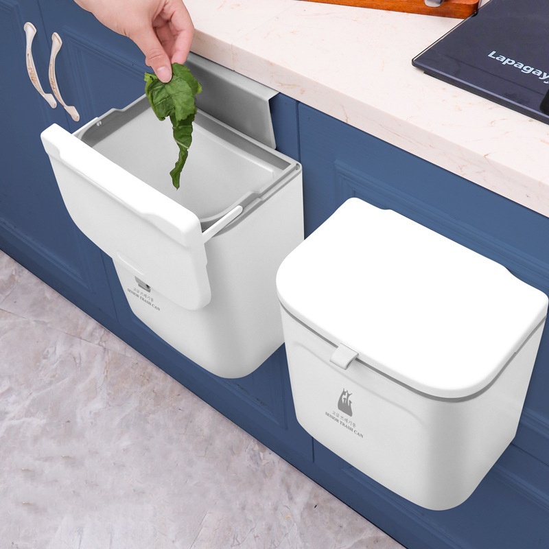 🚚SG Seller🚚Hanging Trash Bin With Cover/Kitchen Dust Bin With Slide Lid ...