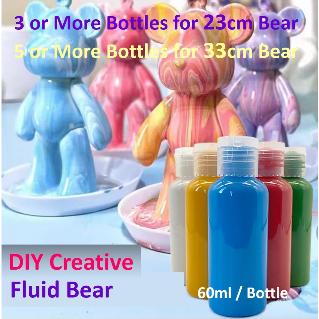 DIY Fluid Painting Fluid Bear (23/33cm) DIY Bearbrick Toy Fluid Painting Bear Brick Mix & Match Coloring Create Your Own