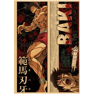 Japanese Anime Baki Hanma Comics Poster Self-adhesive Art Retro
