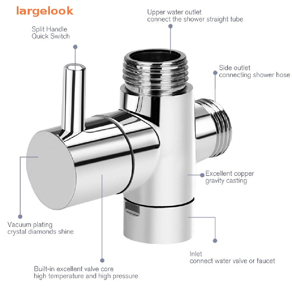 [largelook] G1/2" Shower Head Diverter Valves Water Separator