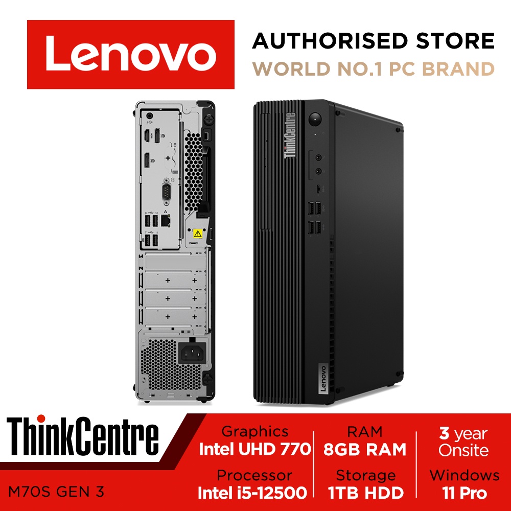 ThinkCentre M70s Gen 3 | 11T8002CSG | Intel Core i5-12500 | Intel UHD Graphics | 8GB RAM | 1TB HDD | Win11 Pro | 3Y