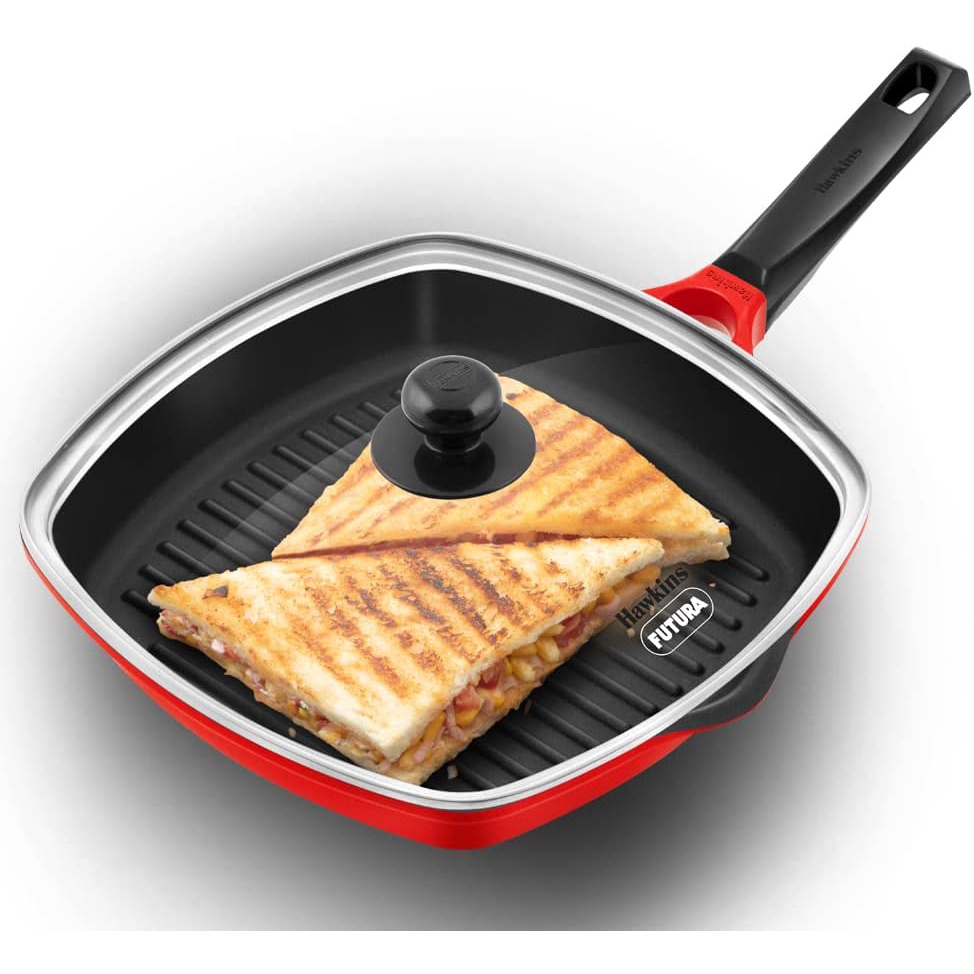 HAWKINS 30CM NONSTICK DIE CAST GRILL PAN WITH LID (DCGP30G) Shopee