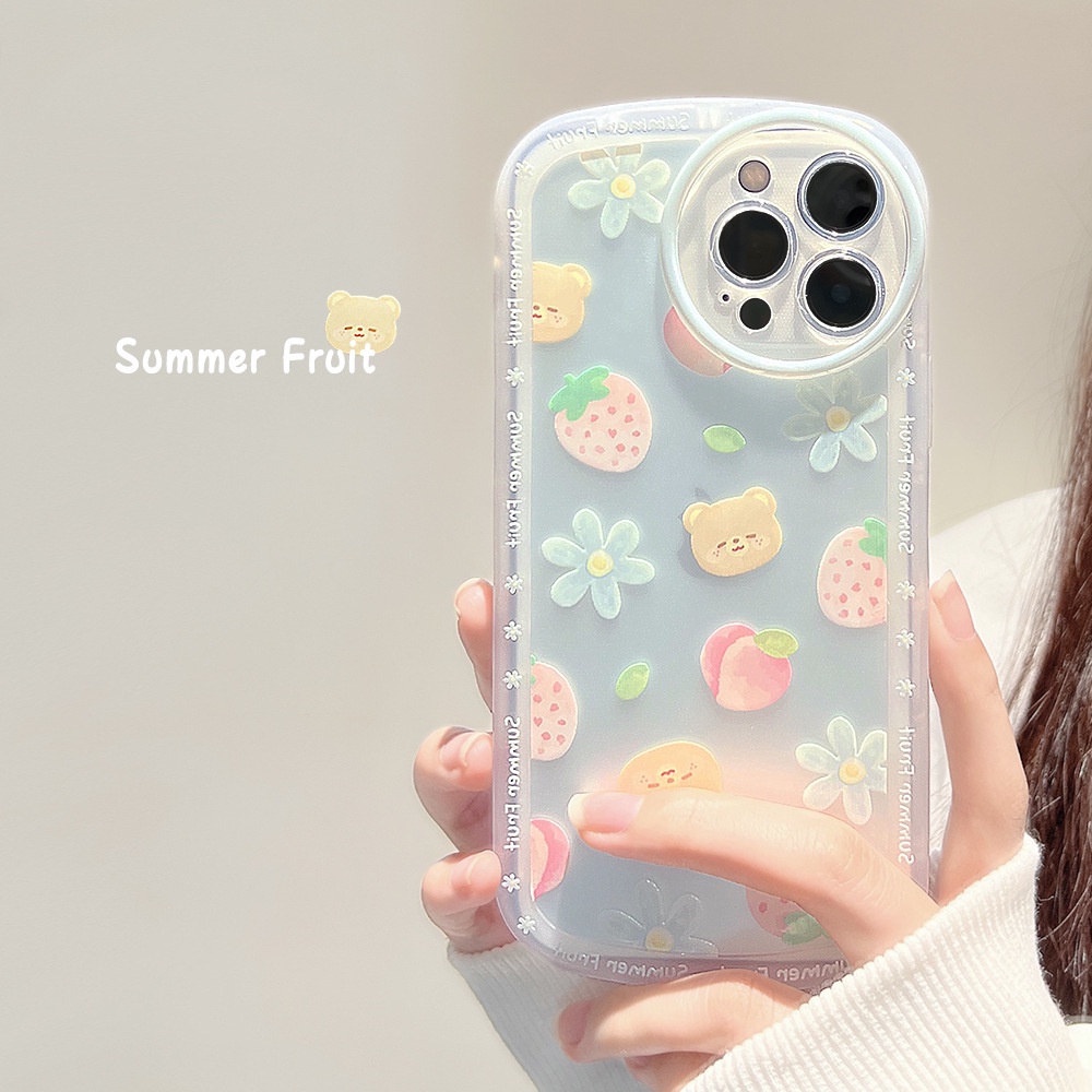 Cute Bear Cartoon Flower Silicone Case For Iphone 14 7/8 SE2020 7+ 8PLUS XS XR 11 12 13 PRO MAX Casing Protective Cover