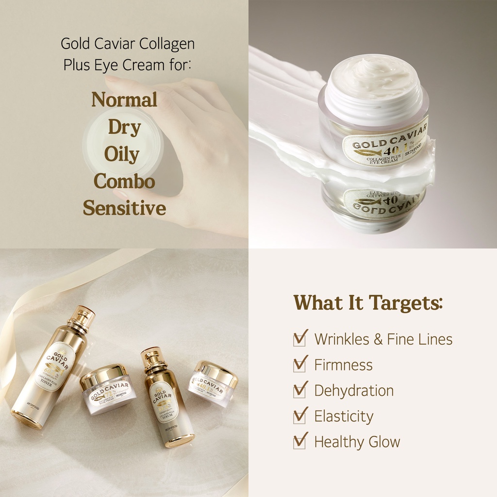 SKINFOOD Official] Gold Caviar Collagen Plus Eye Cream 30g / 40.1% Collagen  Plus Nourishing Eye Cream for Deep & Fine Lines Around Eyes / Deep  Moisturizing Eye cream with Collagen & Gold | Shopee Singapore