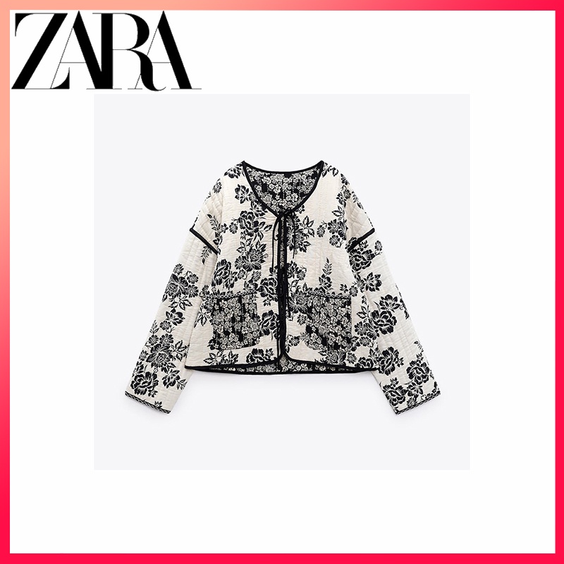 ZARA new women's clothing two-sided loose V-neck long-sleeve printed jacket