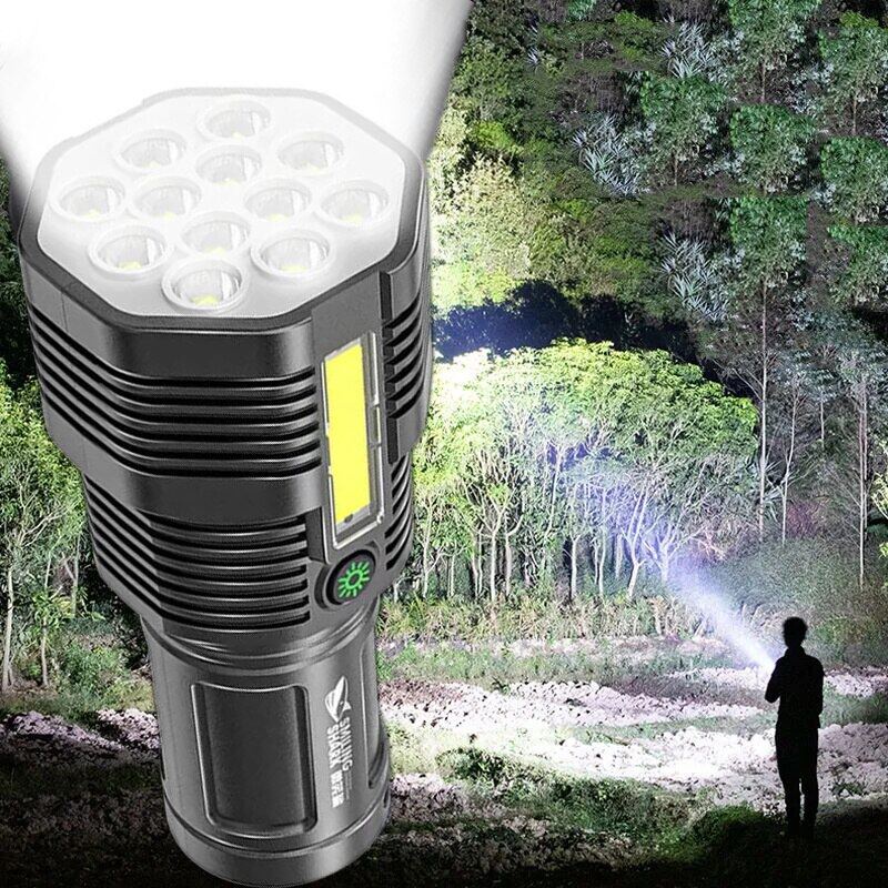 12 LED torch light rechargeable heavy duty Flashlight high power flash ...