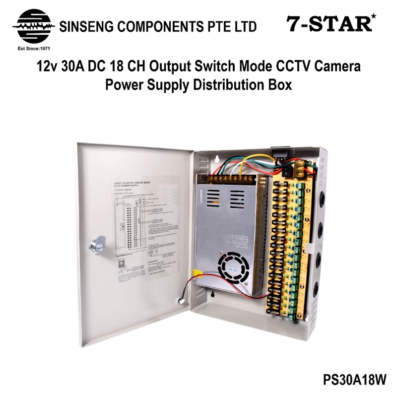 18 Way 30Amp CCTV Power Supply Box with Fused PSU30A/DC12V POWER