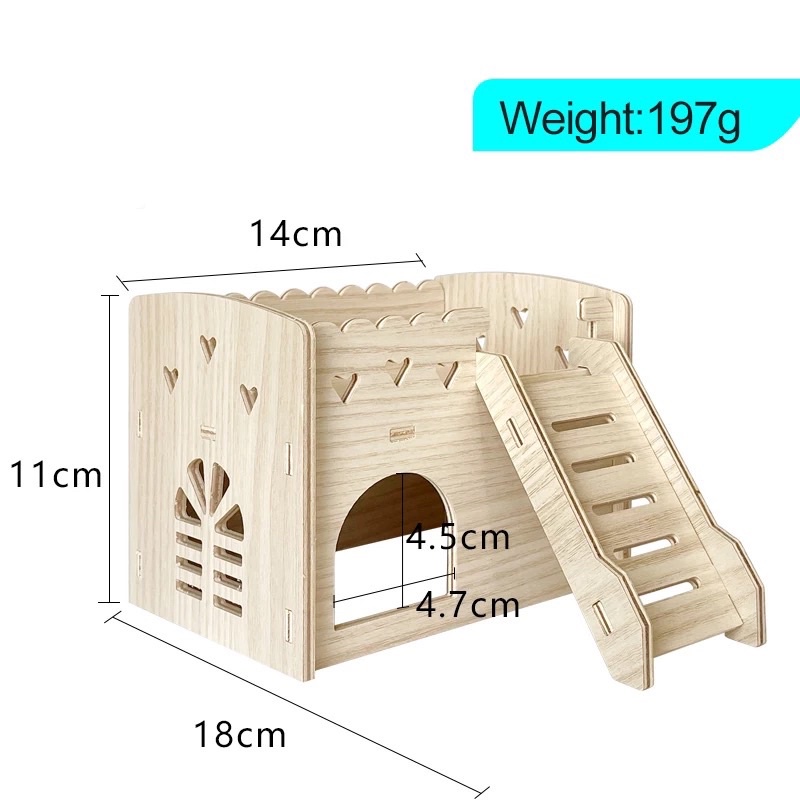 View of hamster dwarf cage wooden hideout house ladder villa | Shopee Singapore