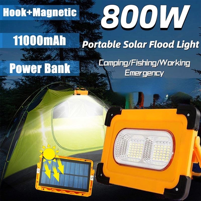 Solar Work Portable Rechargeable Flood Light Flash Fill Light Emergency  Light Power Bank Camping Night Fishing Stall Lab