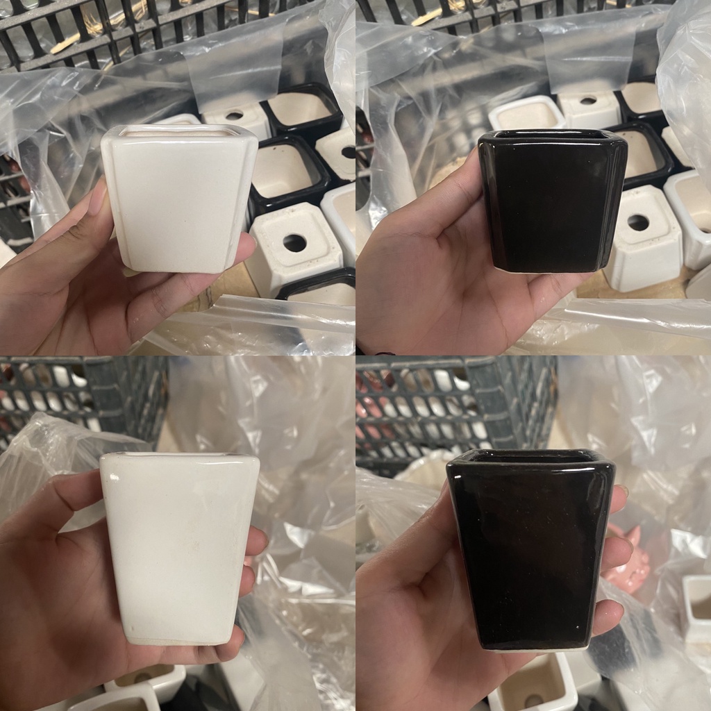 Enameled Porcelain Pots Square Sample / Square Ceramic Pots mini