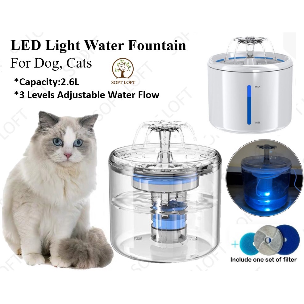 Pet Feeder Cat Water Fountain LED Light Pet Water Fountain Electric