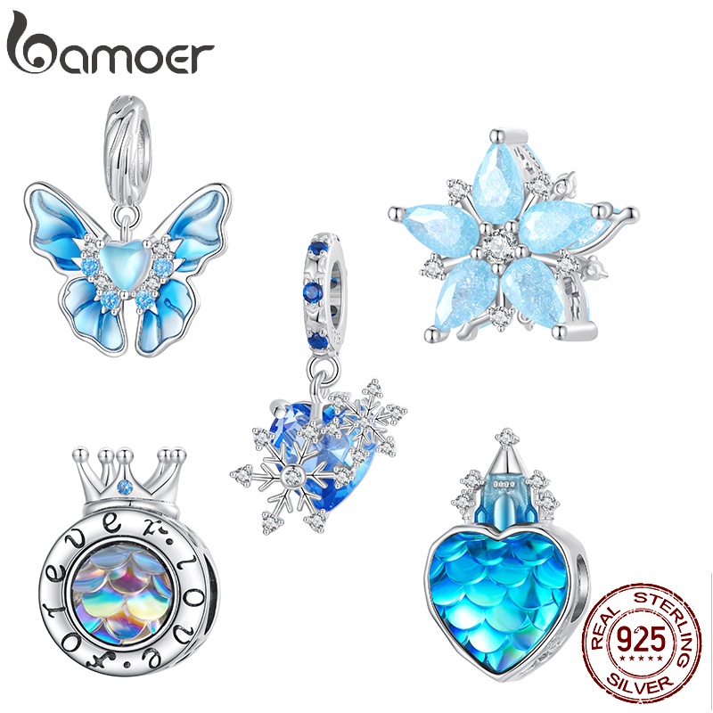 Bamoer Pendant 925 Sterling Silver Snow Frozen Castle Snowflake