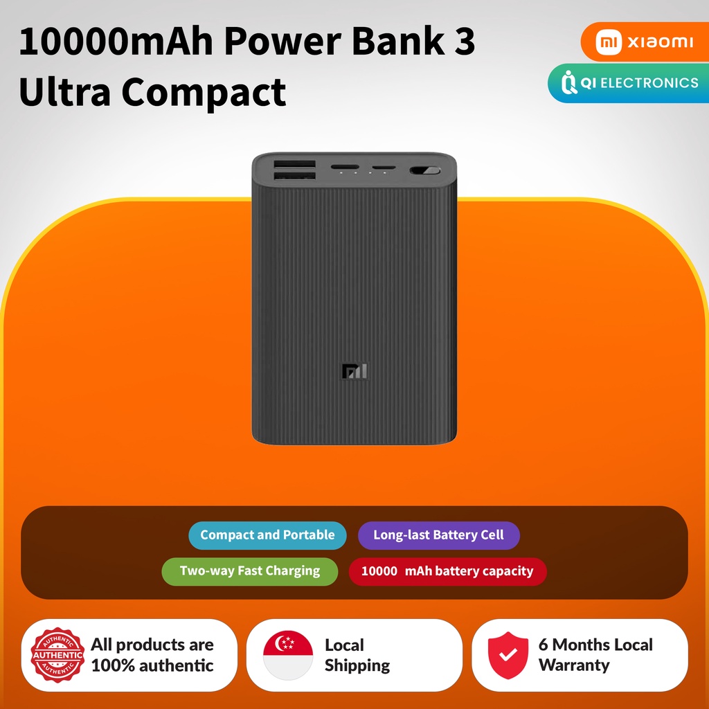 Xiaomi 10000mAh Power Bank 3 Ultra Compact | Shopee Singapore