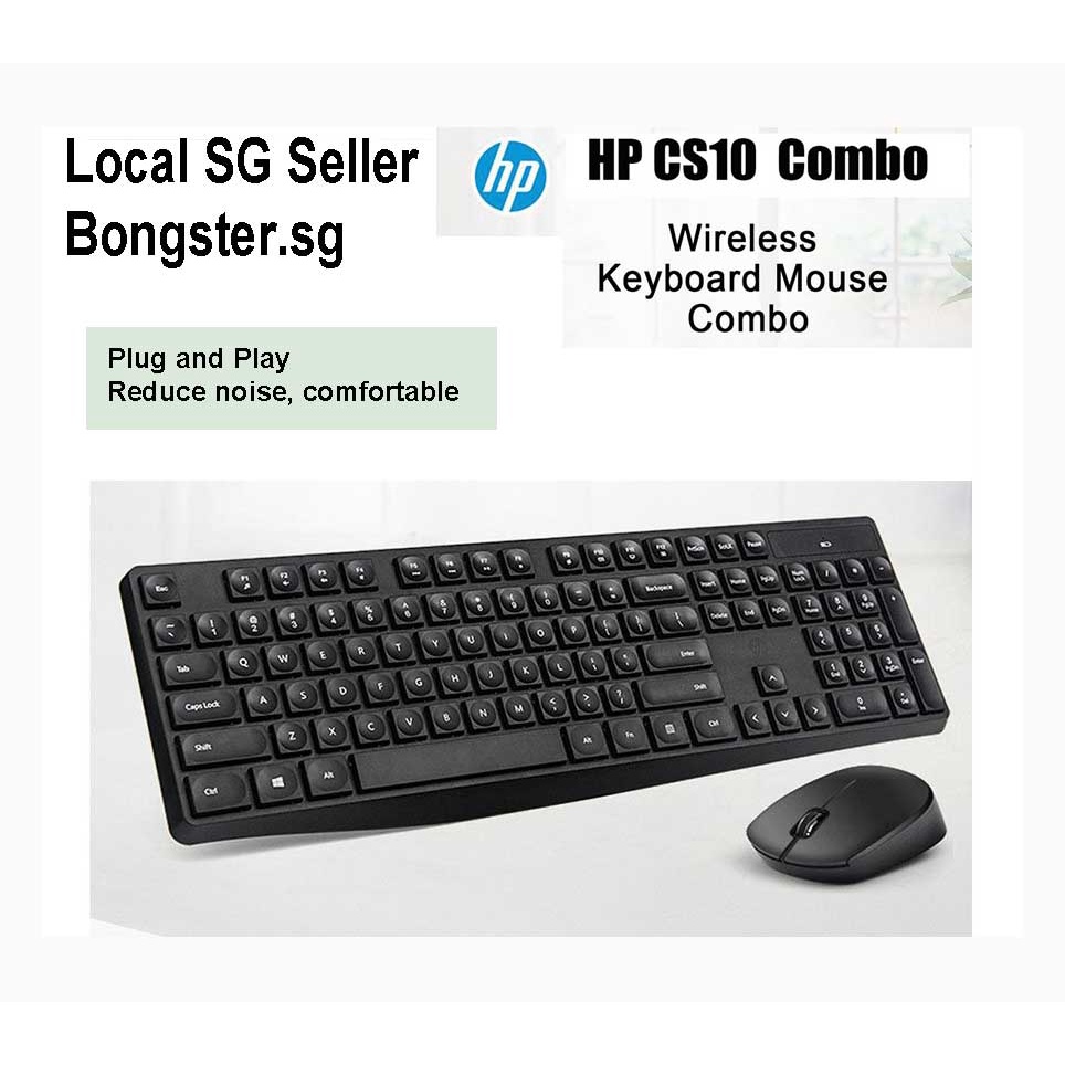 HP CS10 wireless keyboard and mouse combo black plug and play Shopee