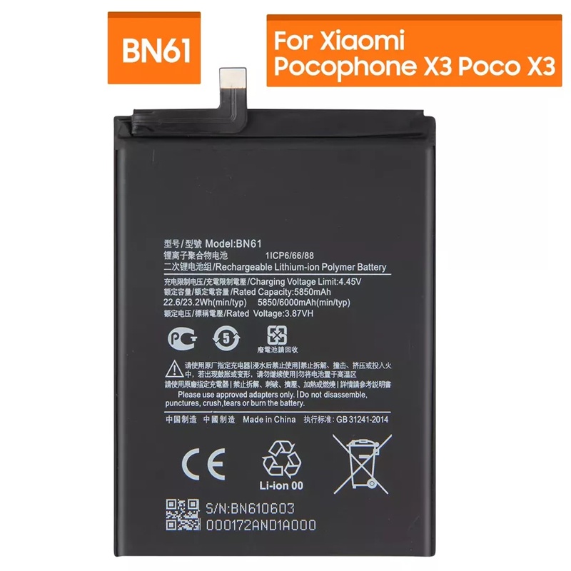 Xiaomi Poco X3 Bn61 6000mah Battery Replacement Shopee Singapore 8771