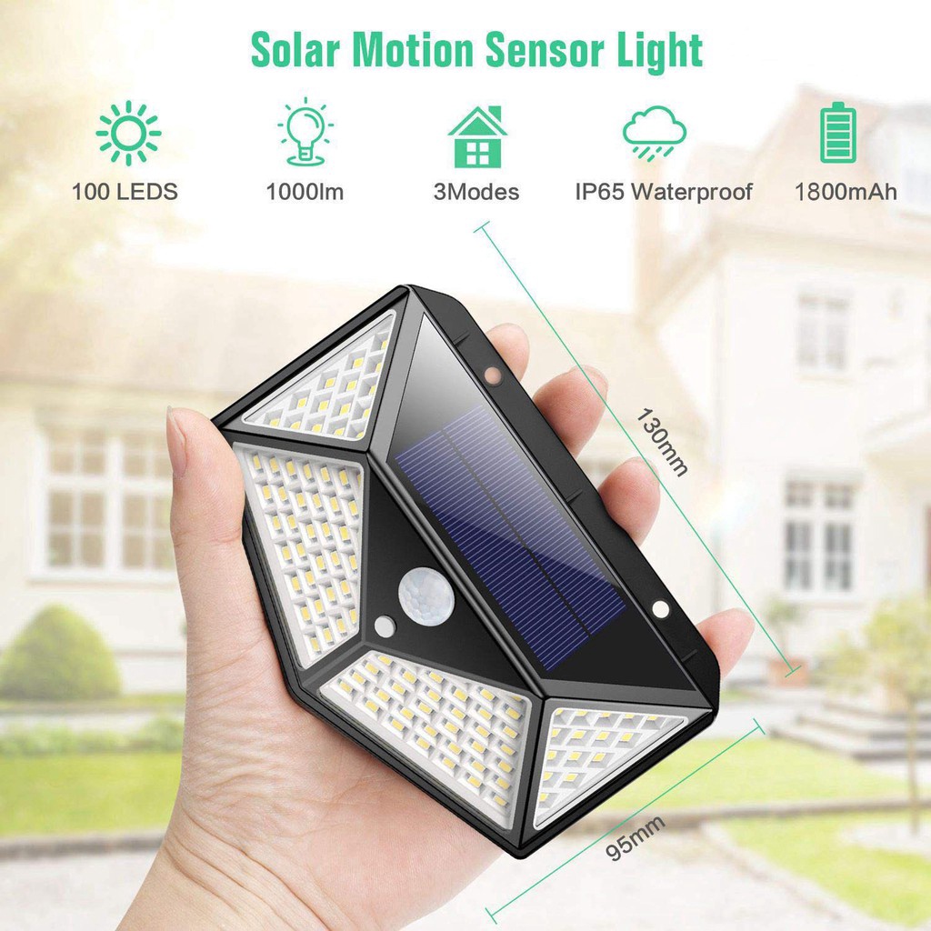 270掳 IP65 4 Sided PIR Motion Sensor 100 LED Solar Powered Waterproof ...
