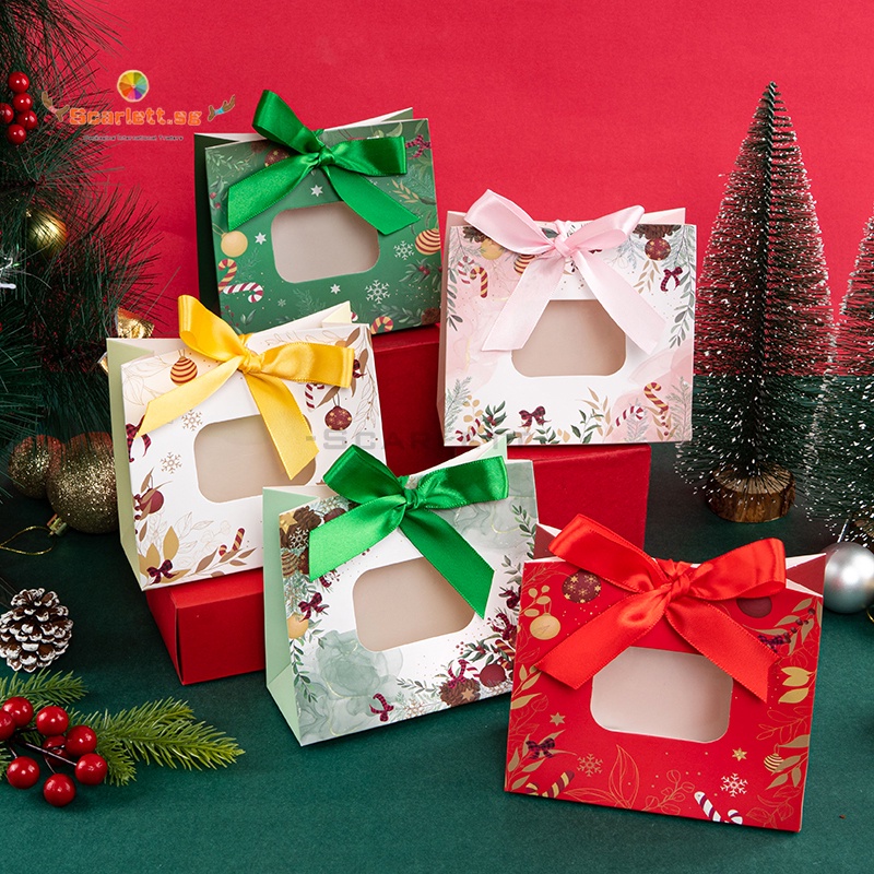 (MOQ20pcs) Christmas Gift Paper Bag With Transparent Window / Handmade