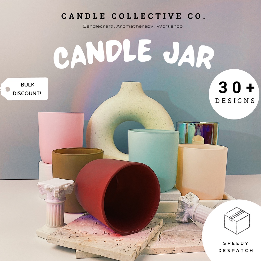 Glass Candle Jar  w Wooden Lid for DIY Candle Making I The Candle Collective Co