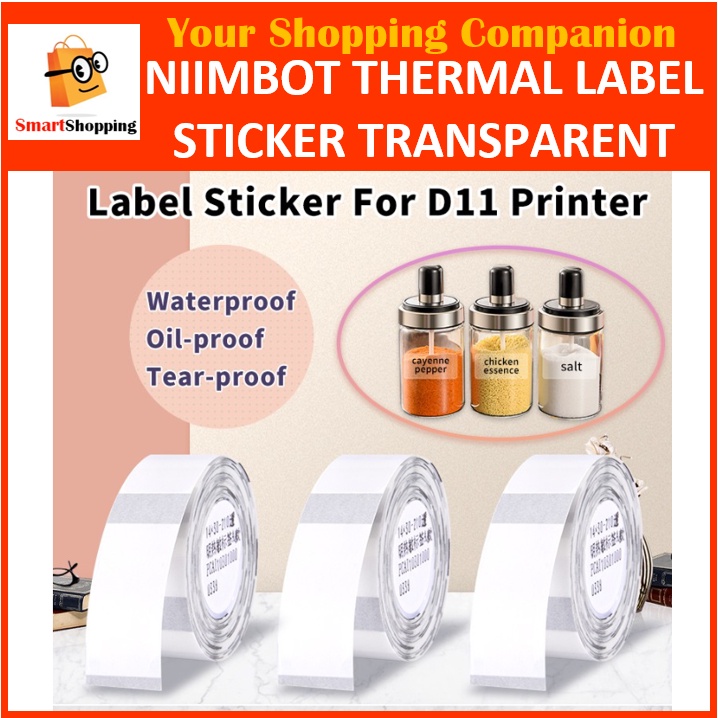 Niimbot D11/D110/D101 Transparent Thermal Sensitive Waterproof Tear ...