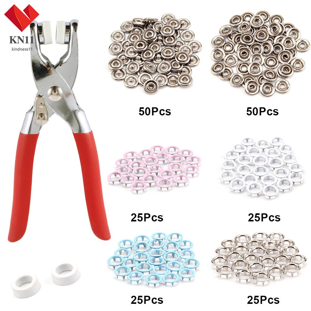 200pcs Snap Fasteners Tool Kit Mixed Colors Buttons Pliers Tool Kit