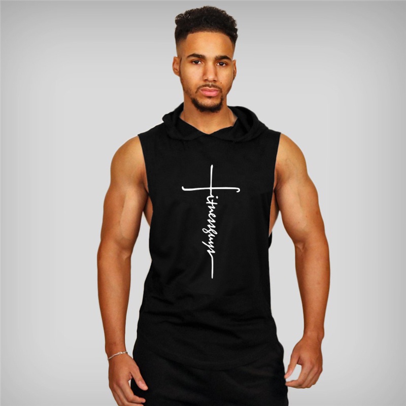 Muscleguys Brand Gym Hooded Clothing Mens Summer Cotton Fitness Tank