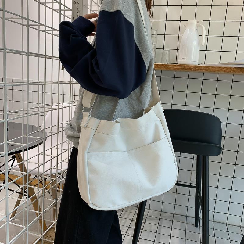 Ins Japanese Canvas Bag Women Joker Fashion Messenger Bag Harajuku Ulzzang Lazy Wind Students Shoulder Bag
