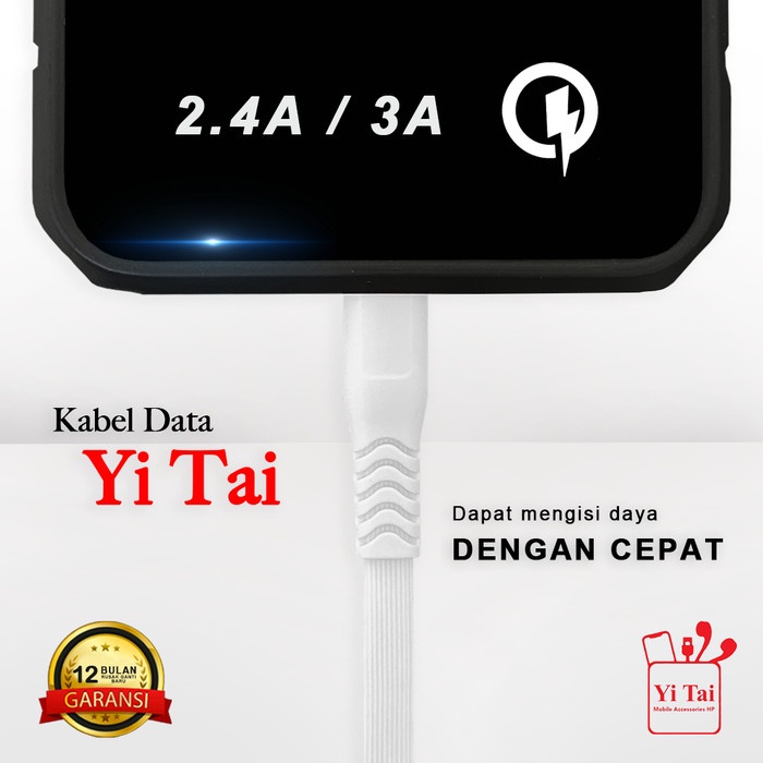YI TAI - Kabel Data Micro Usb Gepeng Fast Charging 30cm - Gambar 2