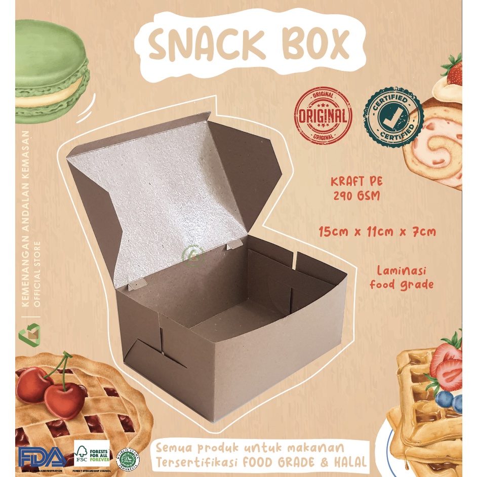 Kraft Snack Box / Cake Box / Fried Chicken Box / Toast Martabak Cassava ...