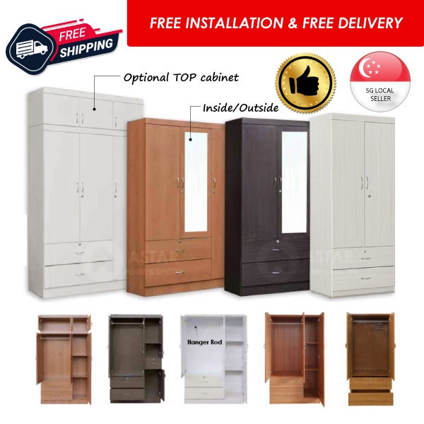 Furniture Amart 2 Door 3 Door Wardrobe with Lock Drawers