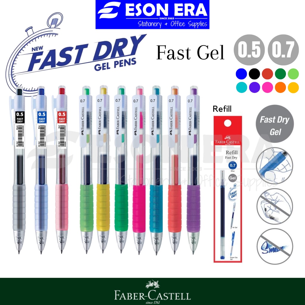 Faber-Castell Fast Gel / Air Gel Retractable Gel Pen Colour Refillable ...